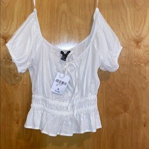 White linen Crop Top